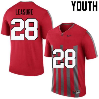 NCAA Ohio State Buckeyes Youth #28 Jordan Leasure Throwback Nike Football College Jersey RFP7145ZV